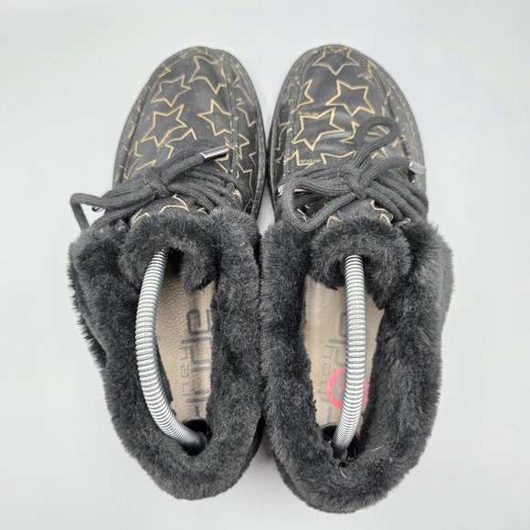 Hey Dude Britt Booties Womens 10 Starry Black Gold Faux Fur Lined Flat Comfort - Picture 6 of 13
